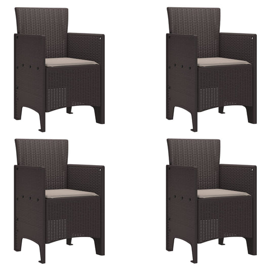 Hagemøbler Med Puter 4 Stk Brun Poly Rattan