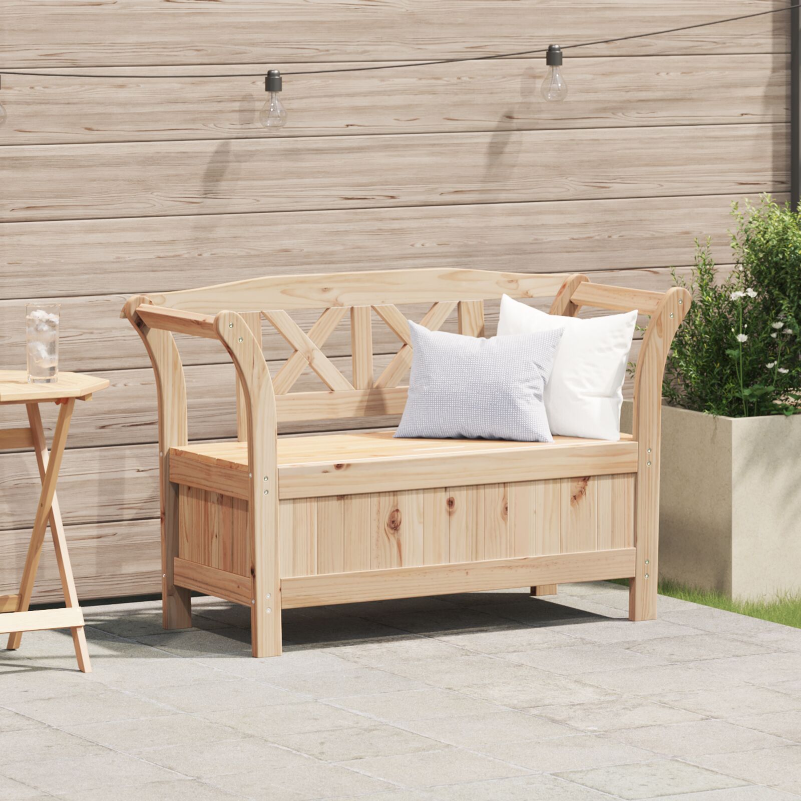 Hageoppbevaringsbenk 119X76X44 Cm Solid Tre Furu