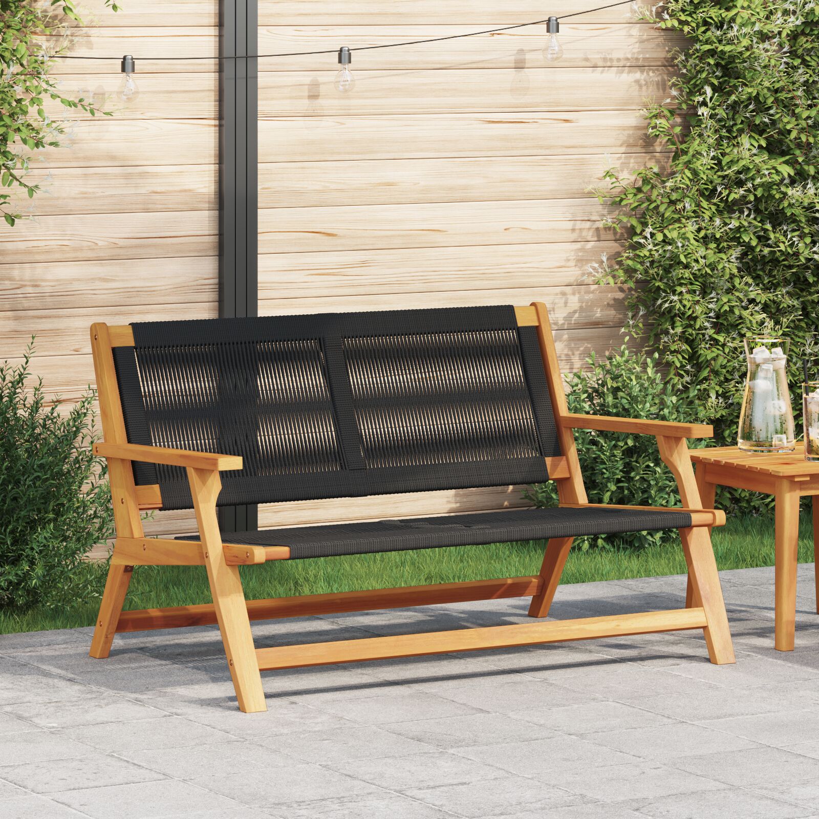 Hagebenk Svart 76X122X73 Cm Massivt Akasietre