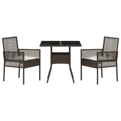 3 Delt Hage Spisebordsett Brun Poly Rattan