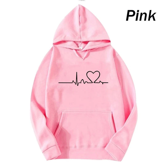 Heartbeat Print Hoodie Pink / XXL MAHYSTYLE