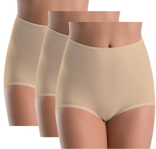 Bamboo Fiber Women's High-Waist Panties – 3-Pack (Beige) XS MAHYSTYLE