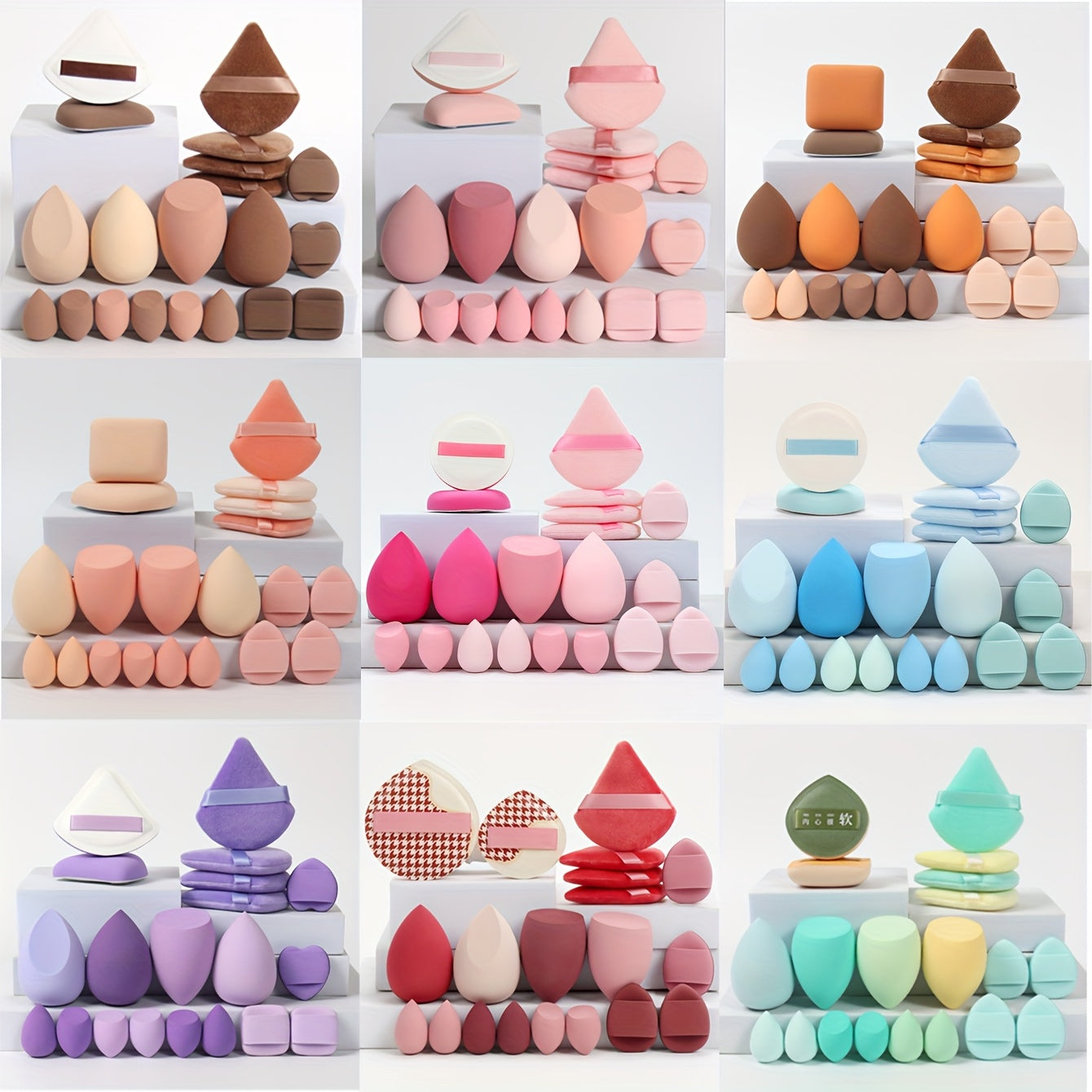 20pcs Candy Makeup Sponge Set – Cushion & Loose Powder Puffs for Flawless Blending