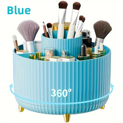 360° Rotating Makeup Brush Organizer – Large Capacity Storage Box