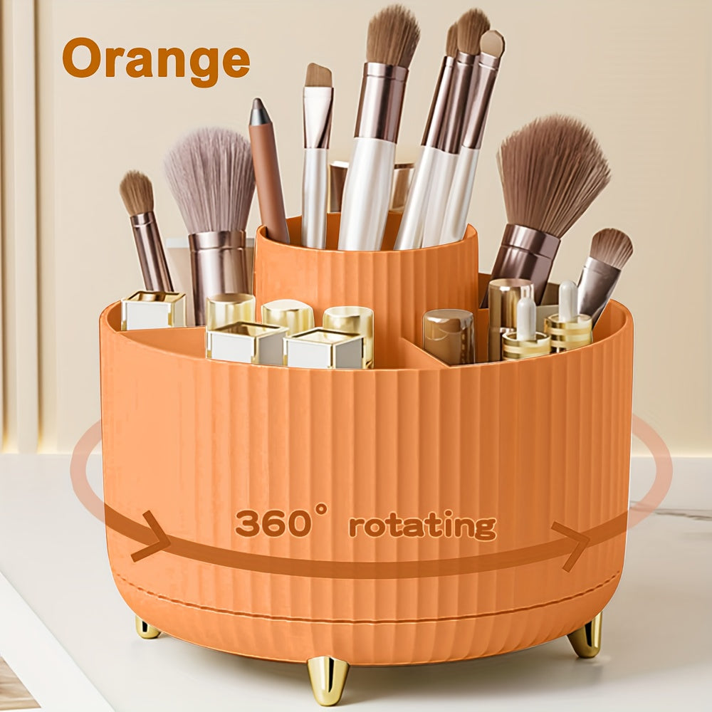 360° Rotating Makeup Brush Organizer – Large Capacity Storage Box