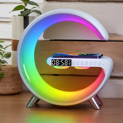 4-in-1 Wireless Charger Stand – Alarm Clock, Speaker & APP-controlled RGB Light