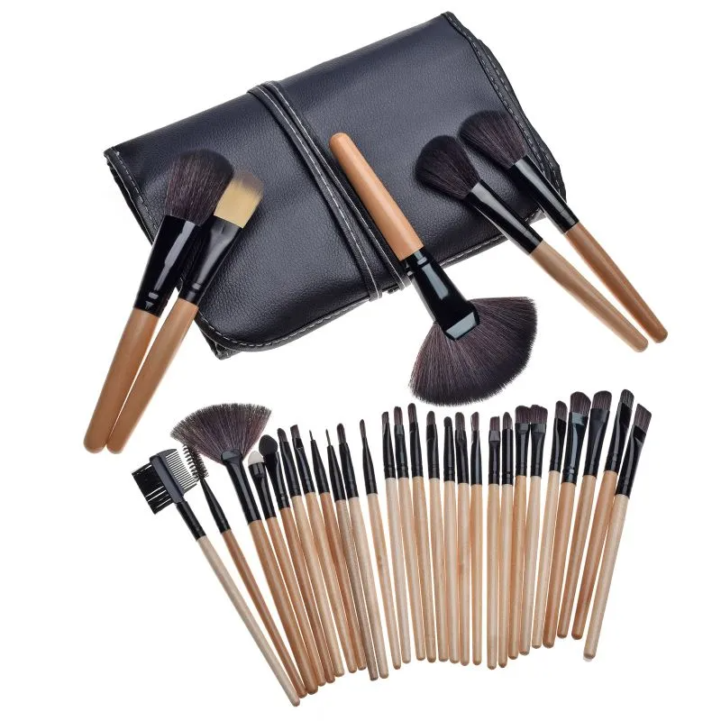 32-Piece Makeup Brush Set – High-Quality Nylon Brushes with PU Case