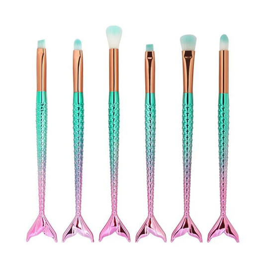 6-Piece Mermaid Eye Brush Set – Colorful, Soft & Stylish