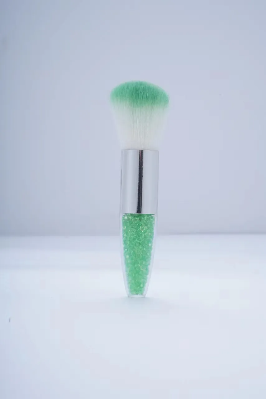 3-Piece Nail Dust & Loose Powder Brush Set – Transparent Diamond Handle