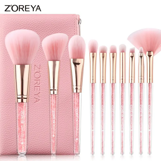 10-Piece Soft Makeup Brush Set – Professional &amp; Portable with PU Bag