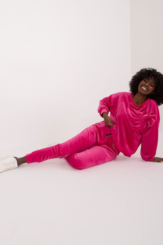 Velour Sweatshirt and Pants Set by Italy Moda pink / one-size-fits-all MAHYSTYLE