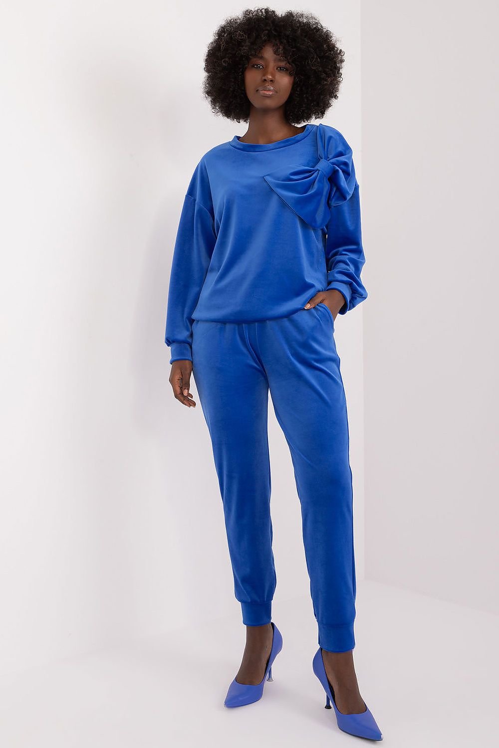 Velour Sweatshirt and Pants Set by Italy Moda