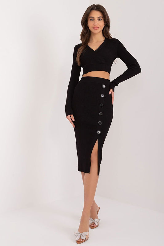 Sweater and Midi Skirt Set black / one-size-fits-all MAHYSTYLE