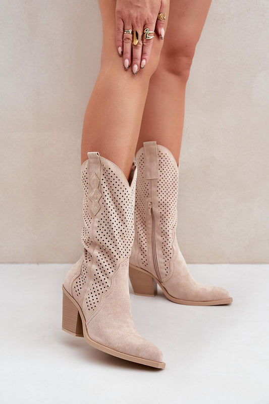 Heel boots Step in style beige / 36 MAHYSTYLE