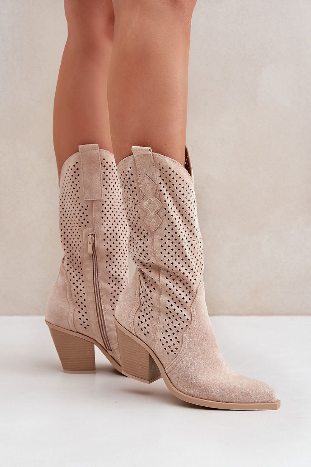 Heel boots Step in style beige / 36 MAHYSTYLE