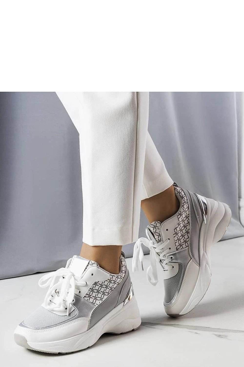 Lora Grey Monogram Sneakers – Trendy & Versatile grey / 36 MAHYSTYLE