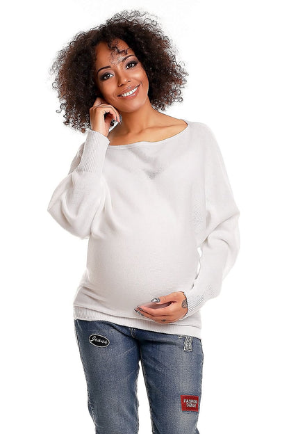 Flirty Oversized Maternity Sweater by PeeKaBoo white / one-size-fits-all MAHYSTYLE