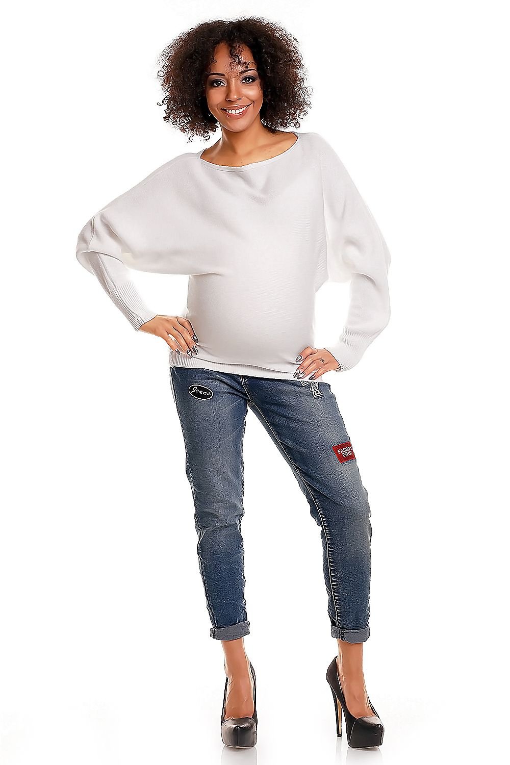 Flirty Oversized Maternity Sweater by PeeKaBoo white / one-size-fits-all MAHYSTYLE