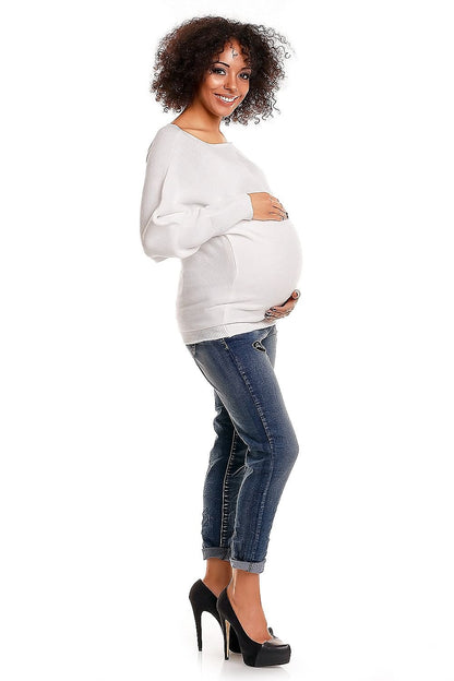 Flirty Oversized Maternity Sweater by PeeKaBoo white / one-size-fits-all MAHYSTYLE