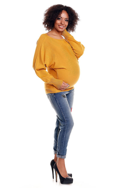 Flirty Oversized Maternity Sweater by PeeKaBoo white / one-size-fits-all MAHYSTYLE