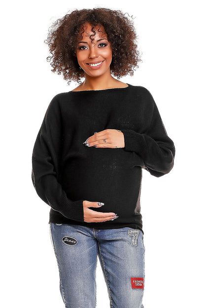 Flirty Oversized Maternity Sweater by PeeKaBoo black / one-size-fits-all MAHYSTYLE