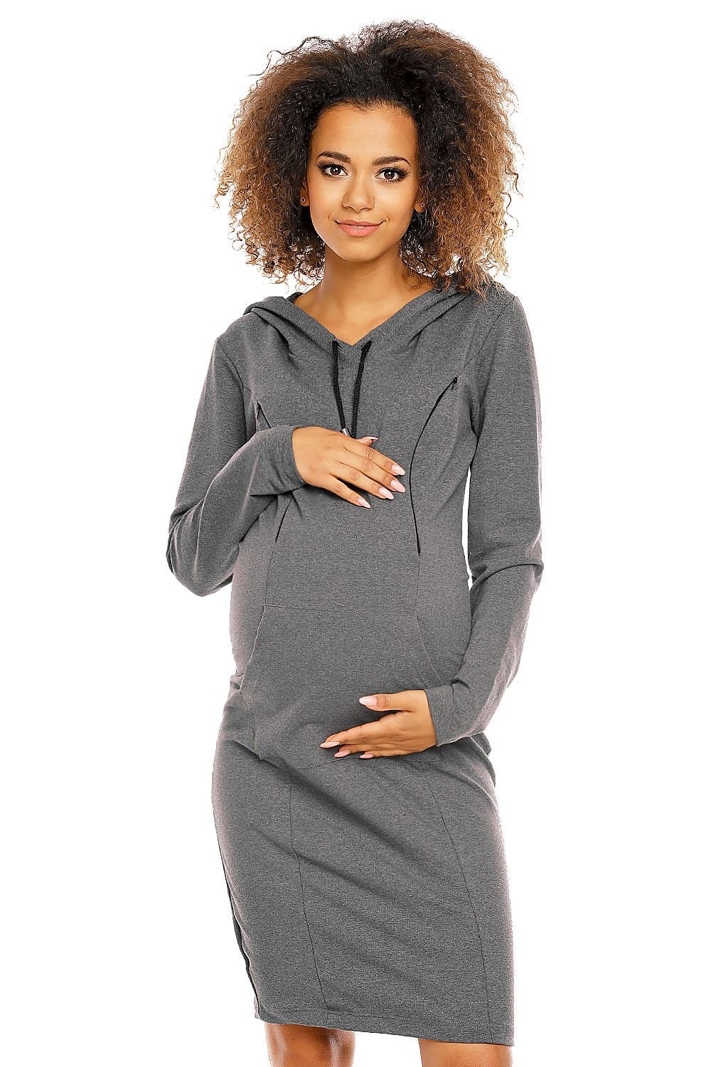 Hooded Maternity Dress by PeeKaBoo grey / S MAHYSTYLE