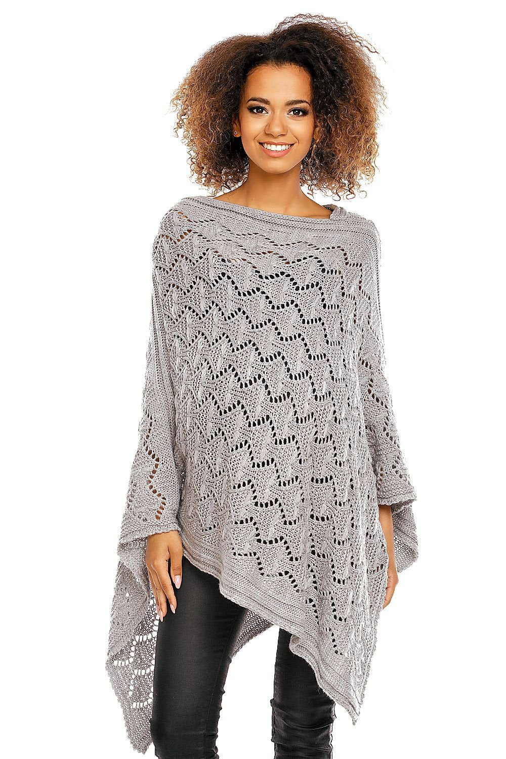 Openwork Poncho by PeeKaBoo grey / one-size-fits-all MAHYSTYLE