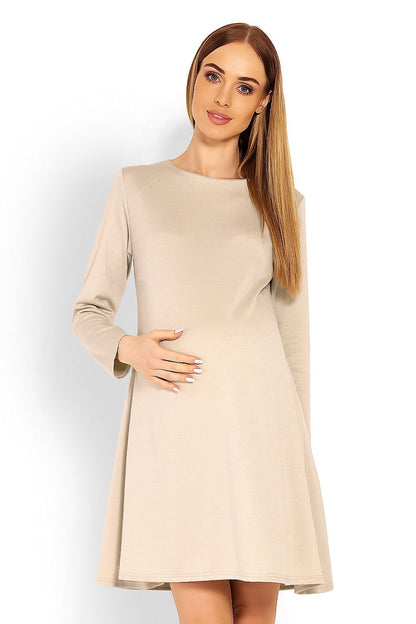 Trapezoidal Flow Maternity Dress by PeeKaBoo beige / S/M MAHYSTYLE