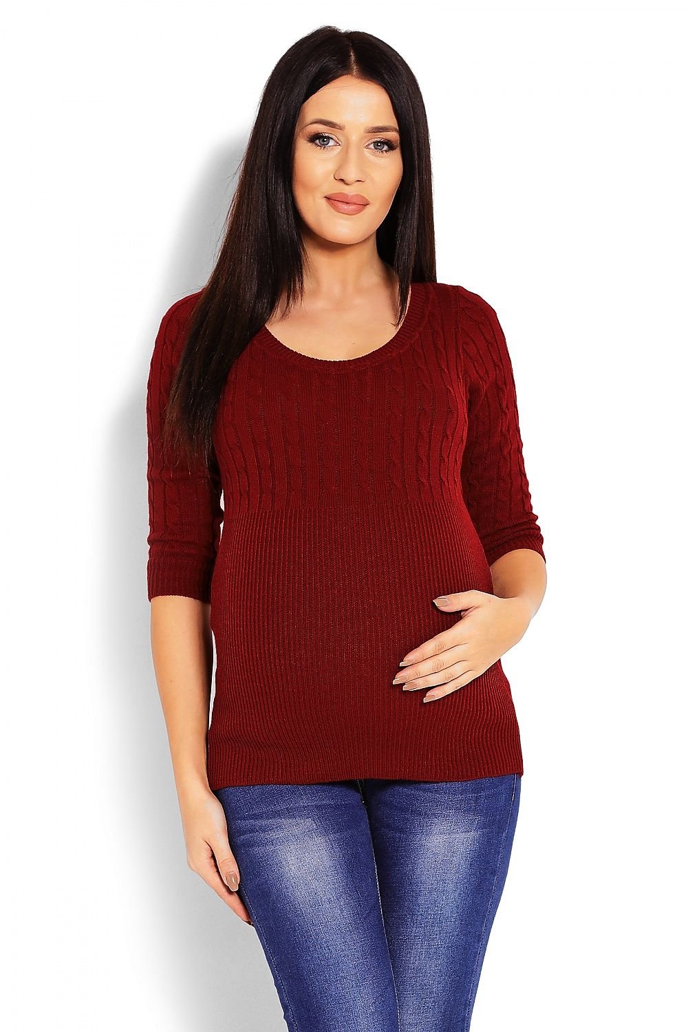 Braided Maternity Sweater by PeeKaBoo red / one-size-fits-all MAHYSTYLE