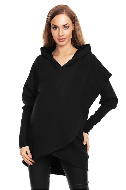 Cozy Layered Maternity Hoodie by PeeKaBoo black / S/M MAHYSTYLE