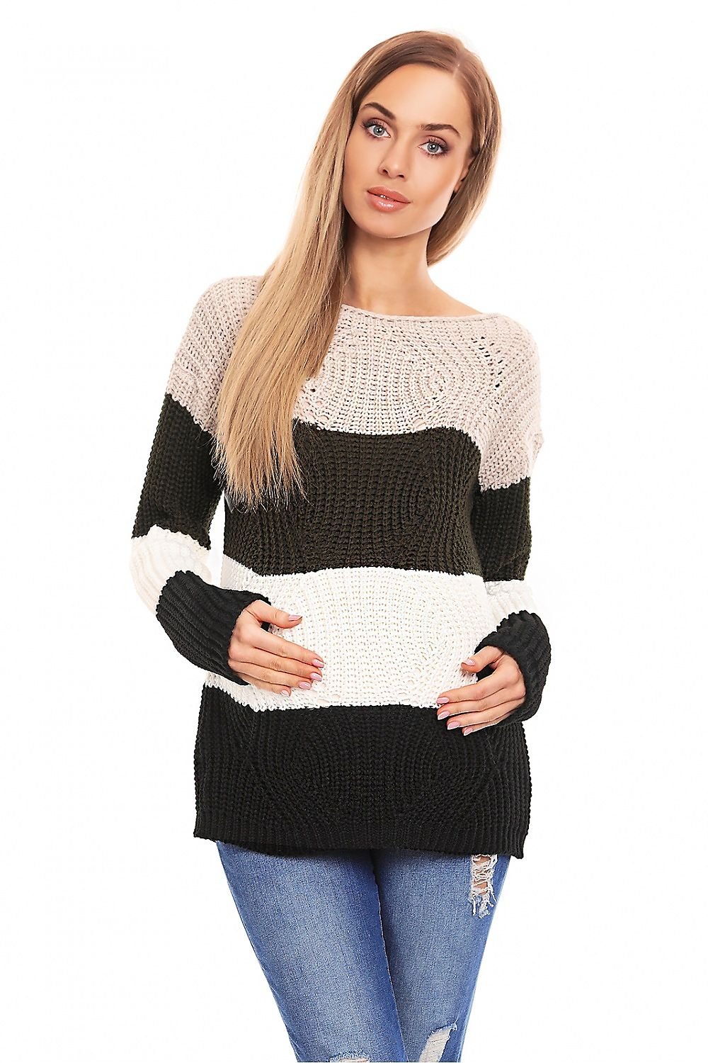 Striped Charm Maternity Sweater by PeeKaBoo multicolor / one-size-fits-all MAHYSTYLE