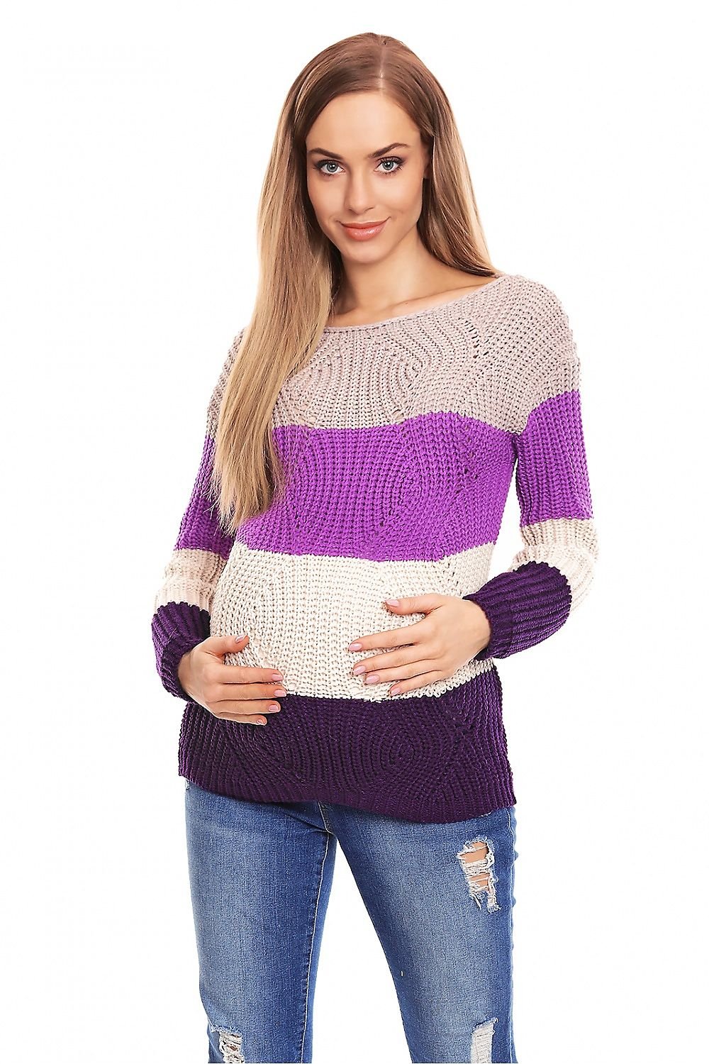 Striped Charm Maternity Sweater by PeeKaBoo multicolor 3 / one-size-fits-all MAHYSTYLE