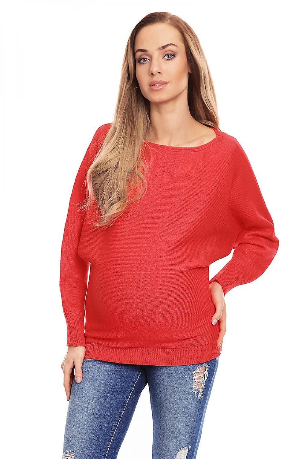 Flirty Oversized Maternity Sweater by PeeKaBoo red / one-size-fits-all MAHYSTYLE