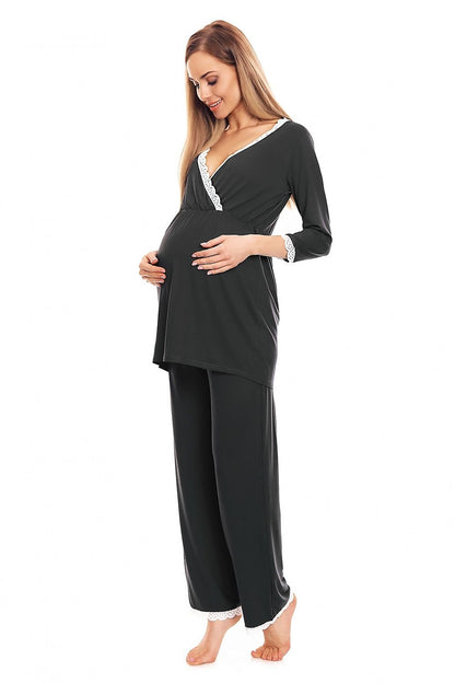 Lace Trim Nursing Pajamas by PeeKaBoo