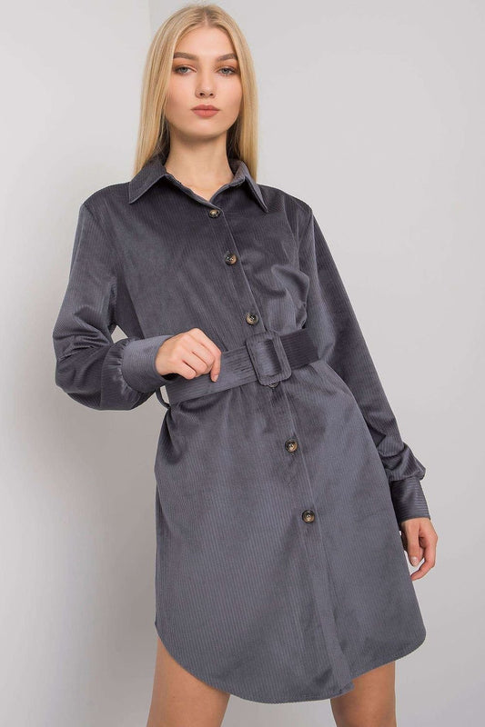 Camel Button-Down Dress by Italy Moda grey / one-size-fits-all MAHYSTYLE