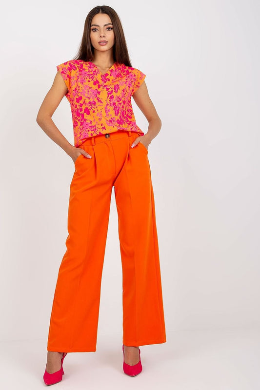 High-Waisted Pleated Pants orange / S MAHYSTYLE