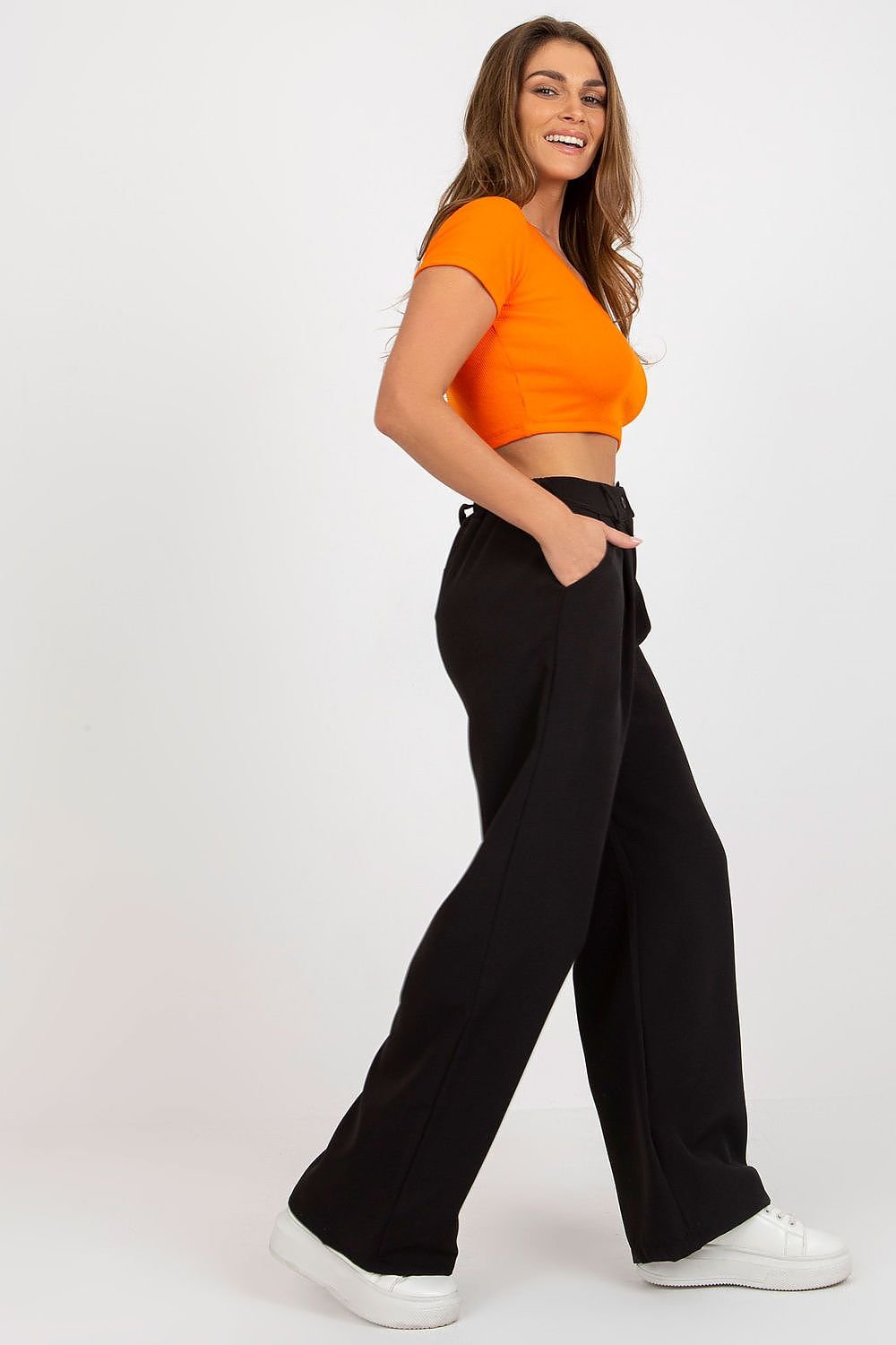 High-Waisted Pleated Pants