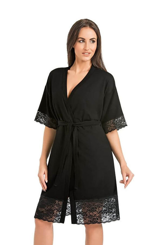 Black Elegance Bathrobe - Teyli XS MAHYSTYLE