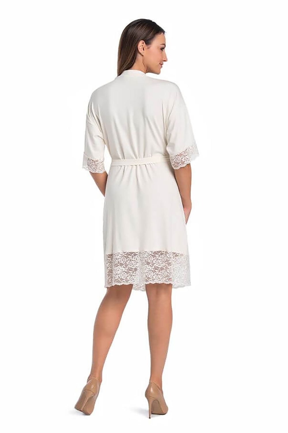 Ecru Lace Elegance Bathrobe - Teyli