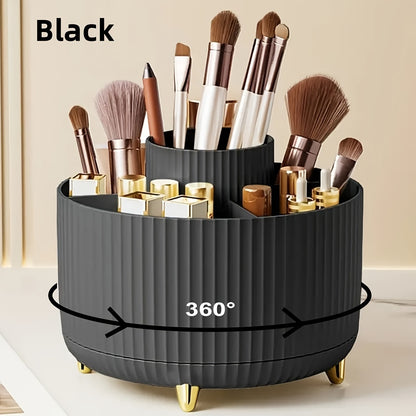 360° Rotating Makeup Brush Organizer – Large Capacity Storage Box