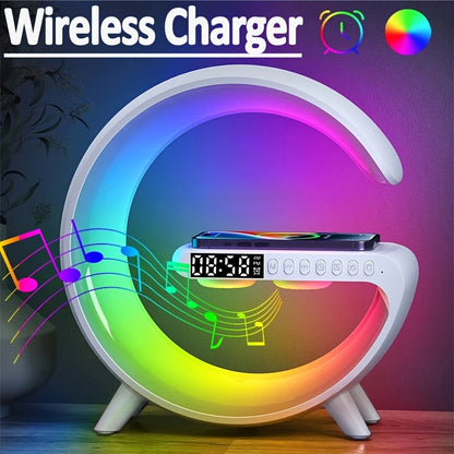 VIKEFON Multi-Function Wireless Charger & Speaker – RGB Light & Alarm Clock