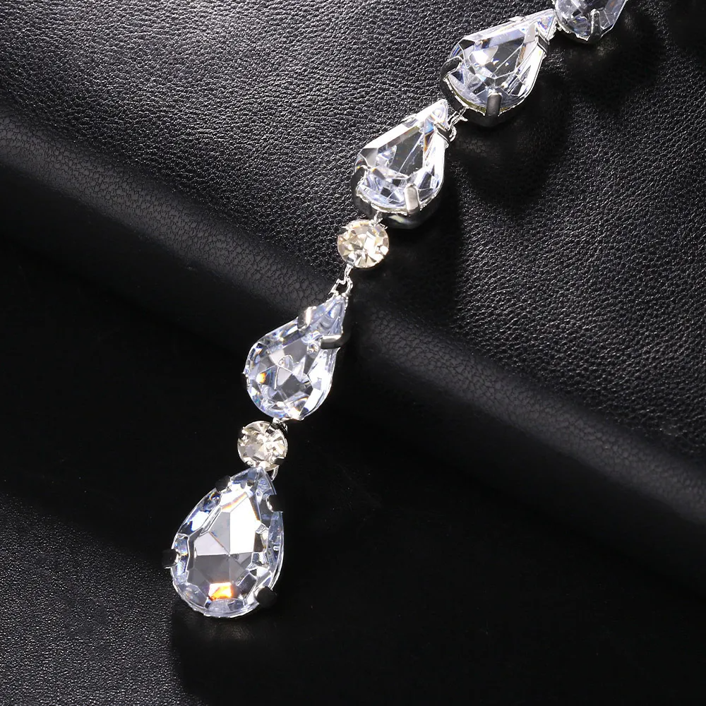 Multi-Layer Drop-Shaped Rhinestone Pendant Necklace