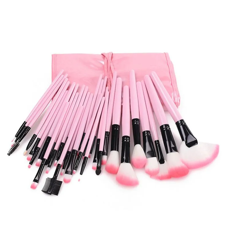 32-Piece Makeup Brush Set – High-Quality Nylon Brushes with PU Case