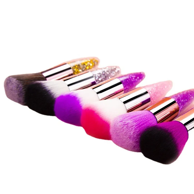 3-Piece Nail Dust & Loose Powder Brush Set – Transparent Diamond Handle