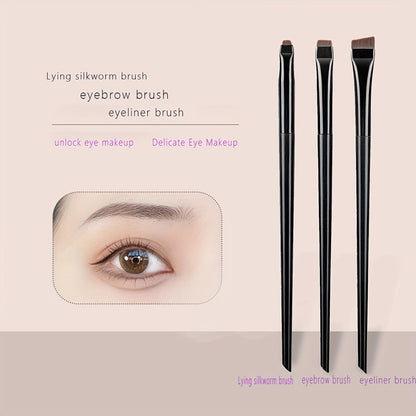 3-in-1 Eyebrow & Eyeliner Brush Set – Precision Natural Eyebrow Powder & Detail Brush