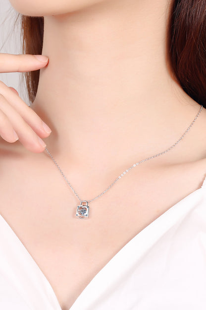 Moissanite Lock Pendant Necklace